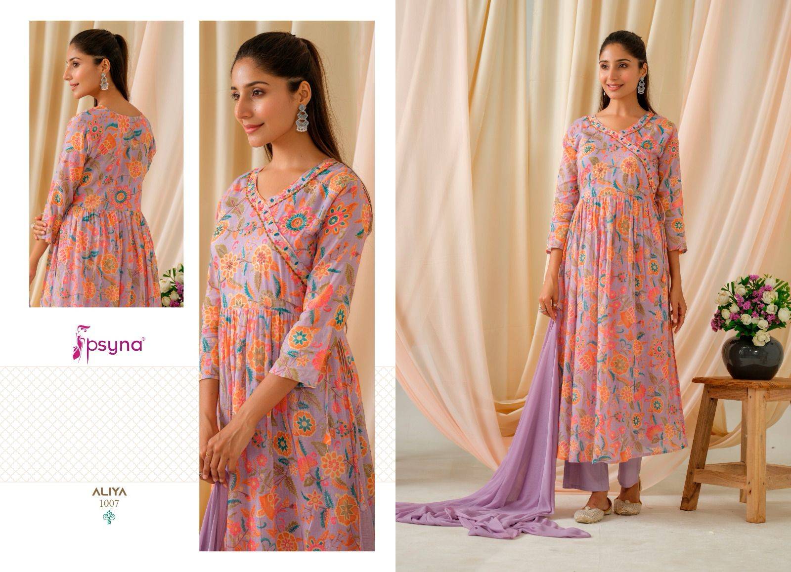Aliya By Psyna 1001 To 1008 Series Beautiful Festive Suits Colorful Stylish Fancy Casual Wear & Ethnic Wear Cambric Cotton Dresses At Wholesale Price