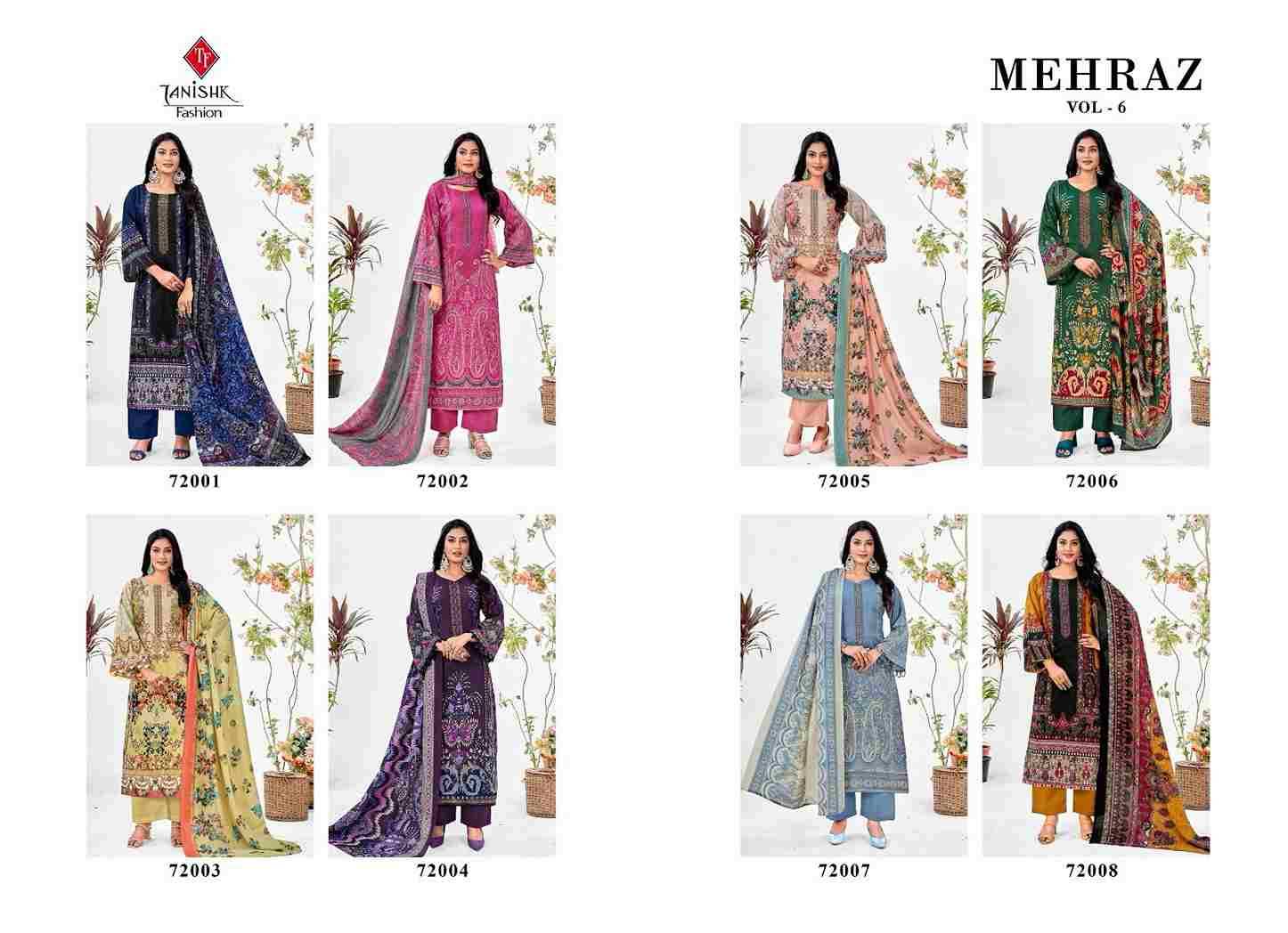 Mehraaz Vol-6 By Tanishk Fashion 72001 To 72008 Series Beautiful Festive Suits Colorful Stylish Fancy Casual Wear & Ethnic Wear Pure Cambric Cotton Print Dresses At Wholesale Price