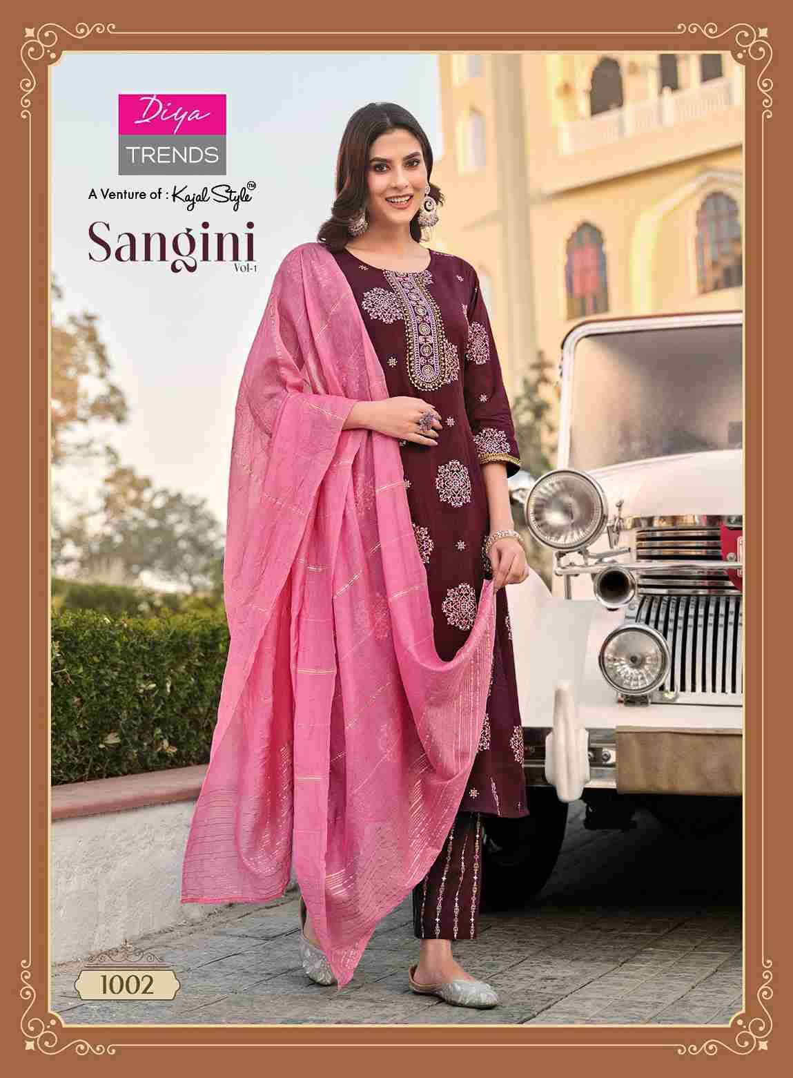 Sangini Vol-1 By Diya Trends 1001 To 1010 Series Festive Suits Beautiful Fancy Colorful Stylish Party Wear & Occasional Wear Rayon Print Dresses At Wholesale Price
