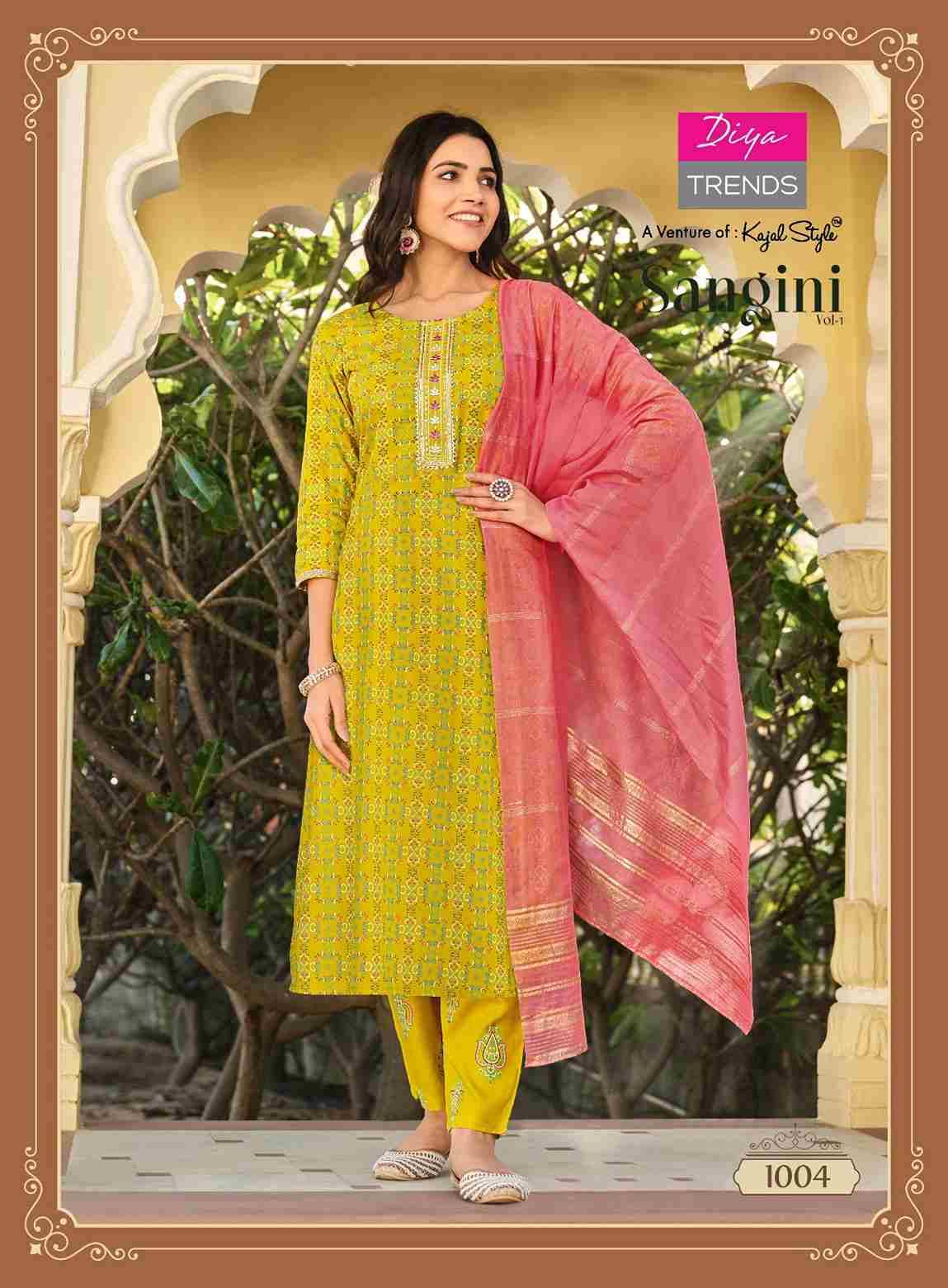 Sangini Vol-1 By Diya Trends 1001 To 1010 Series Festive Suits Beautiful Fancy Colorful Stylish Party Wear & Occasional Wear Rayon Print Dresses At Wholesale Price