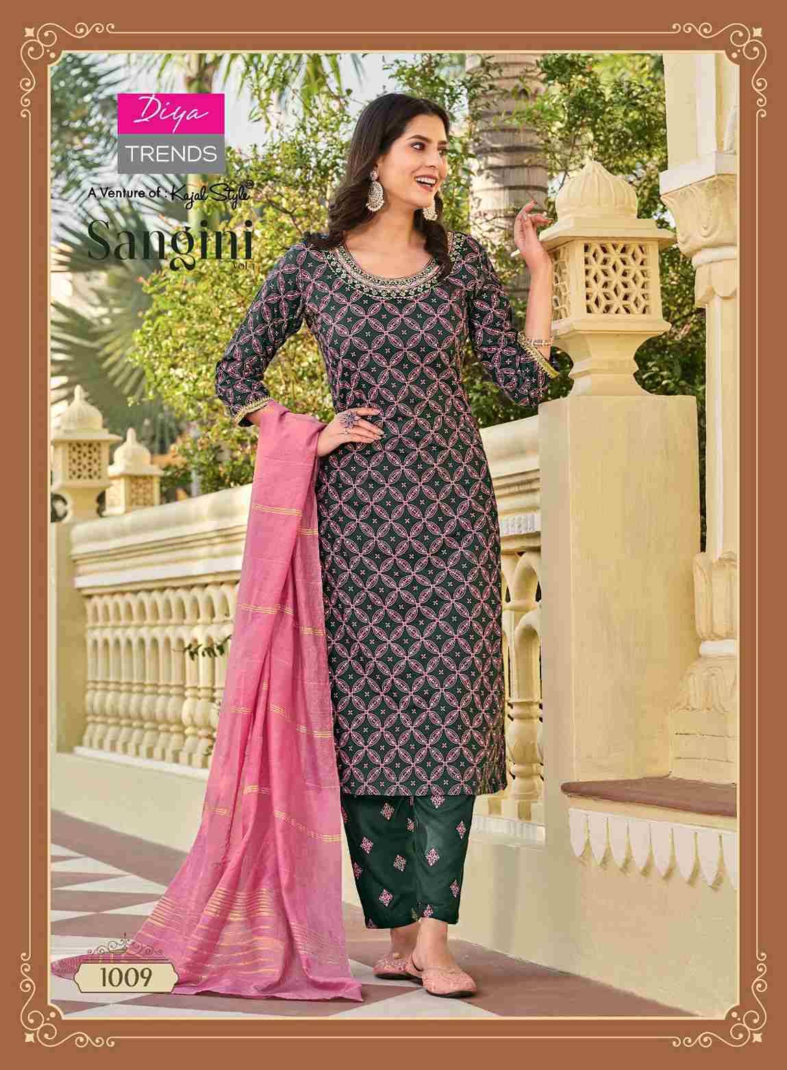 Sangini Vol-1 By Diya Trends 1001 To 1010 Series Festive Suits Beautiful Fancy Colorful Stylish Party Wear & Occasional Wear Rayon Print Dresses At Wholesale Price
