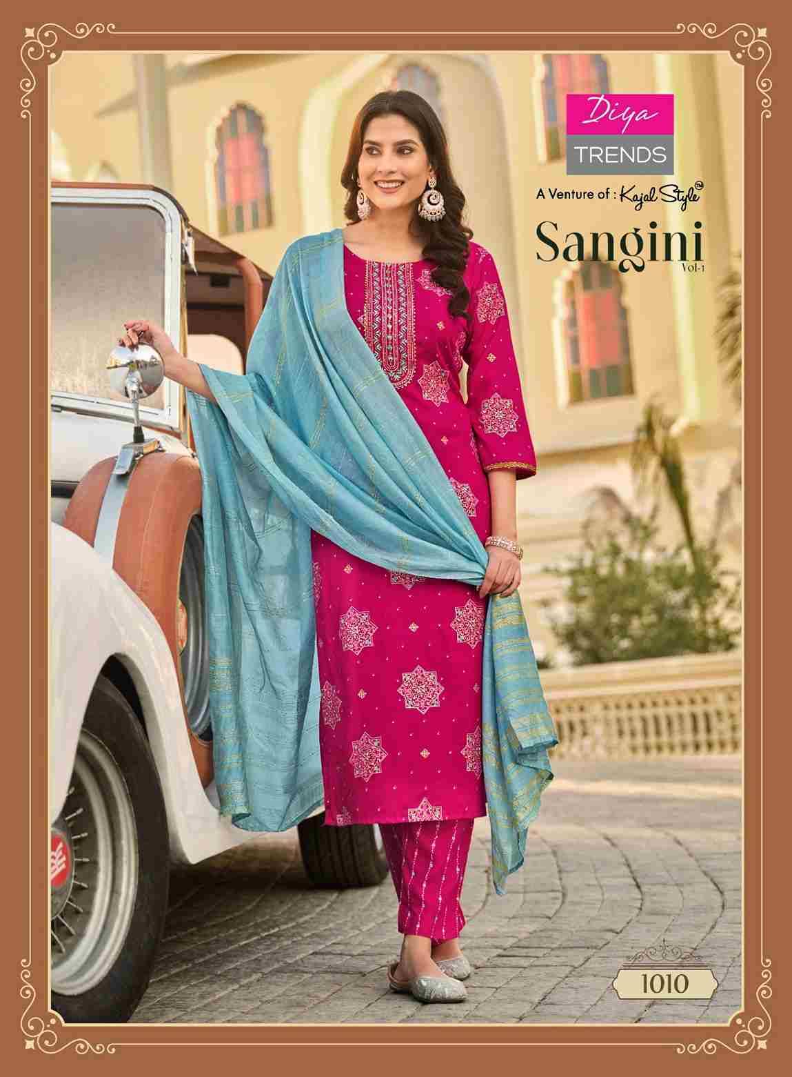 Sangini Vol-1 By Diya Trends 1001 To 1010 Series Festive Suits Beautiful Fancy Colorful Stylish Party Wear & Occasional Wear Rayon Print Dresses At Wholesale Price