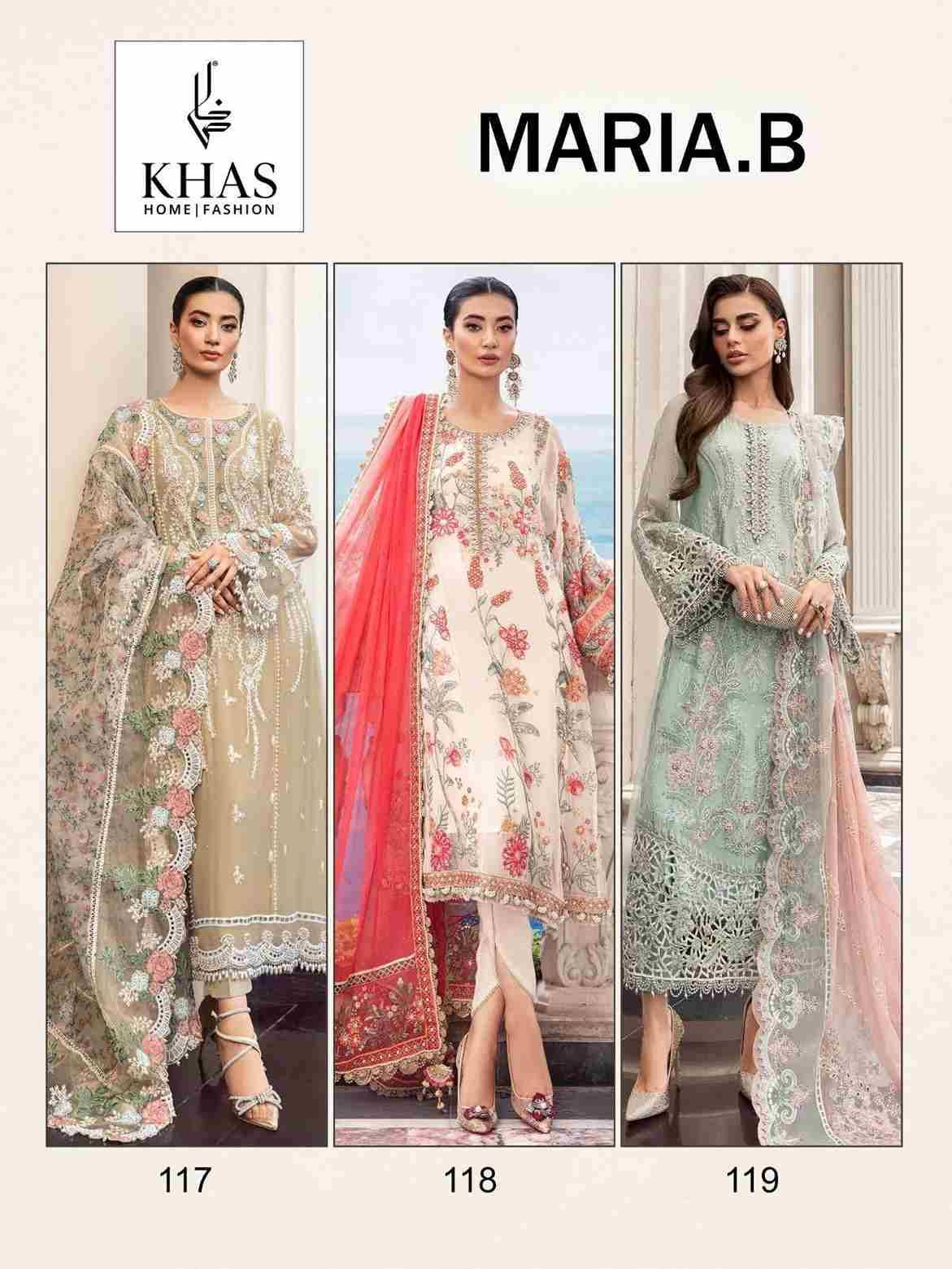 Maria.B By Khas 117 To 119 Series Beautiful Pakistani Suits Colorful Stylish Fancy Casual Wear & Ethnic Wear Faux Georgette Dresses At Wholesale Price
