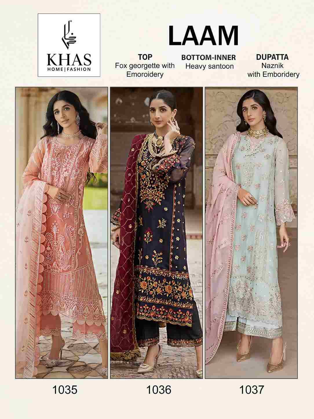 Laam By Khas 135 To 137 Series Beautiful Pakistani Suits Colorful Stylish Fancy Casual Wear & Ethnic Wear Faux Georgette Dresses At Wholesale Price