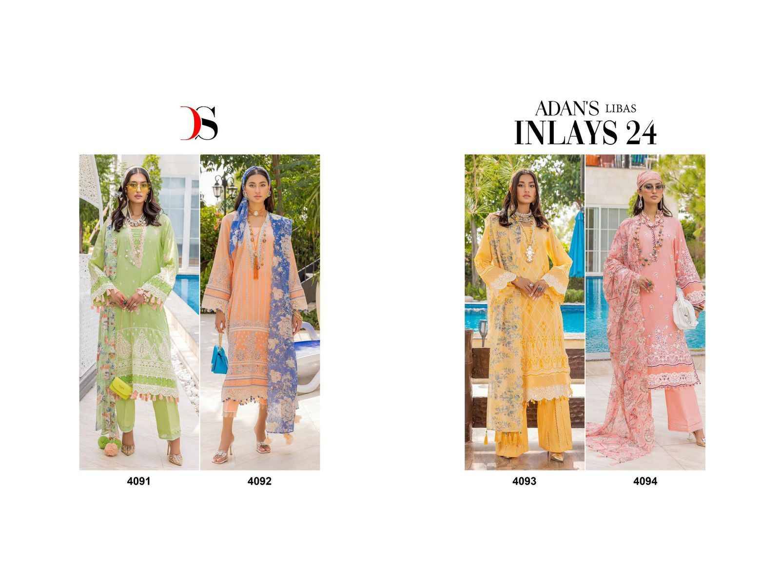 Adans Libas Inlays-24 By Deepsy Suits 4091 To 4094 Series Designer Pakistani Suits Beautiful Stylish Fancy Colorful Party Wear & Occasional Wear Pure Cotton Dresses At Wholesale Price