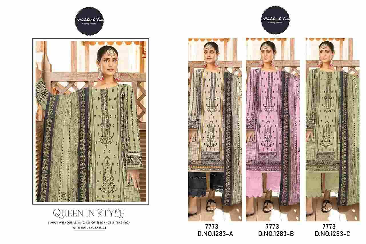Mehboob Tex 1283 Colours By Mehboob Tex 1283-A To 1283-C Series Beautiful Festive Suits Colorful Stylish Fancy Casual Wear & Ethnic Wear Pure Cotton Embroidered Dresses At Wholesale Price