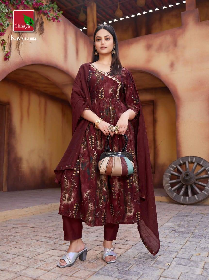 Kavya By Chhaya 1001 To 1006 Series Beautiful Festive Collection Suits Stylish Fancy Colorful Casual Wear & Ethnic Wear Pring Silk Dresses At Wholesale Price