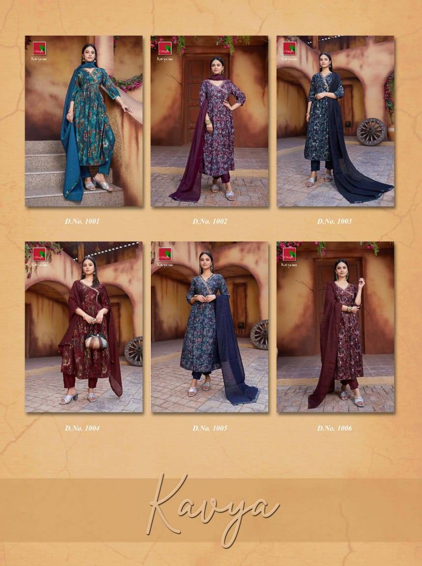 Kavya By Chhaya 1001 To 1006 Series Beautiful Festive Collection Suits Stylish Fancy Colorful Casual Wear & Ethnic Wear Pring Silk Dresses At Wholesale Price