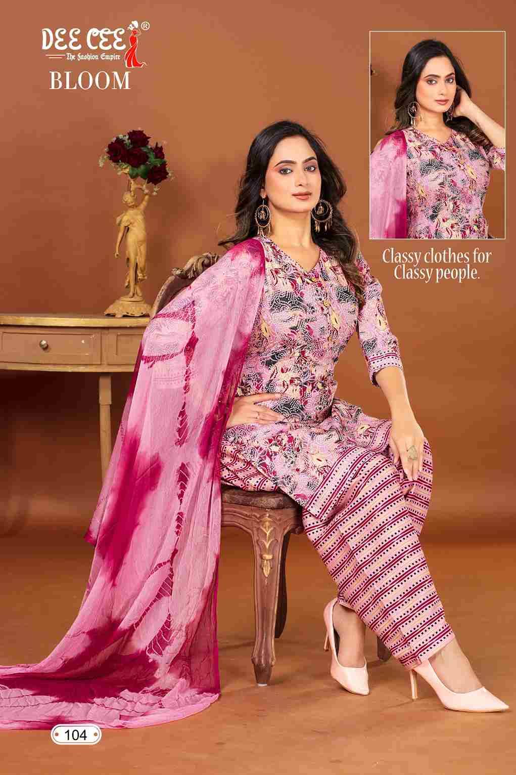 BLOOM BY DEE CEE 101 TO 106 SERIES DESIGNER STYLISH FANCY COLORFUL BEAUTIFUL PARTY WEAR & ETHNIC WEAR COLLECTION HEAVY COTTON PRINT DRESSES AT WHOLESALE PRICE