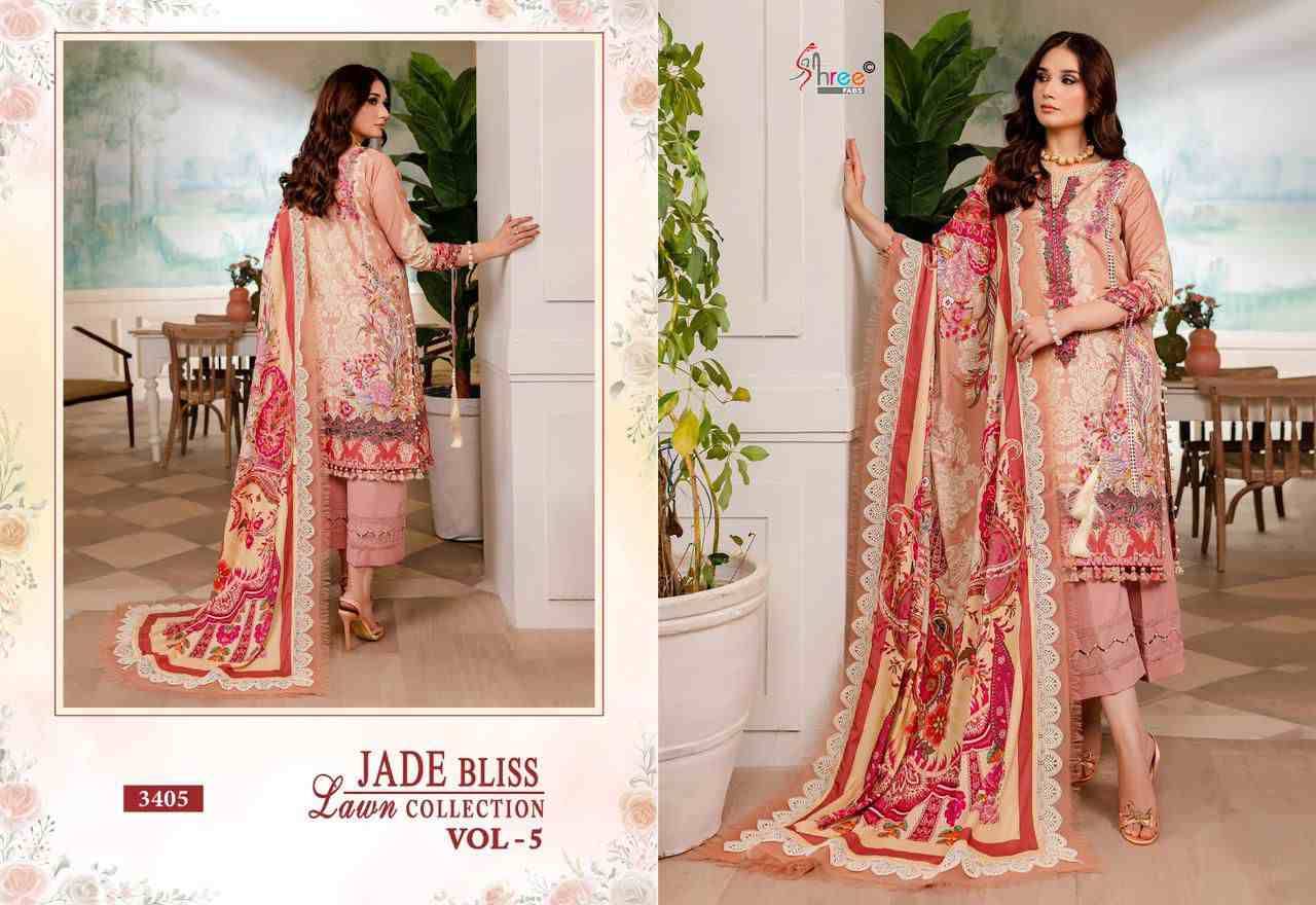 Jade Bliss Lawn Collection Vol-5 By Shree Fabs 3405 To 3412 Series Beautiful Stylish Pakistani Suits Fancy Colorful Casual Wear & Ethnic Wear & Ready To Wear Pure Cotton Print Embroidery Dresses At Wholesale Price