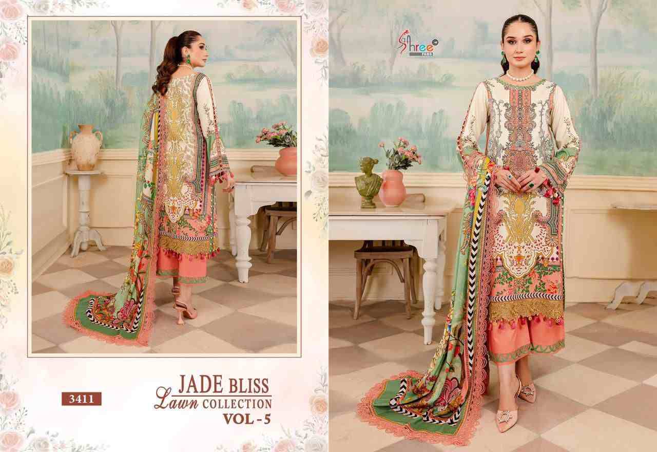 Jade Bliss Lawn Collection Vol-5 By Shree Fabs 3405 To 3412 Series Beautiful Stylish Pakistani Suits Fancy Colorful Casual Wear & Ethnic Wear & Ready To Wear Pure Cotton Print Embroidery Dresses At Wholesale Price