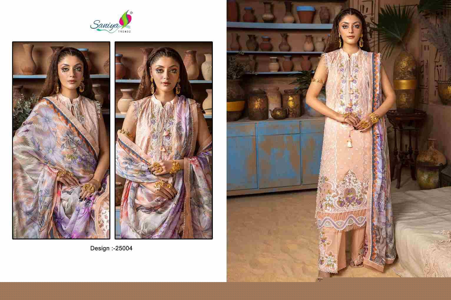 Adan Libas Chikankari Vol-25 By Saniya Trendz 25001 To 25004 Series Designer Pakistani Suits Beautiful Stylish Fancy Colorful Party Wear & Occasional Wear Pure Cotton Embroidered Dresses At Wholesale Price