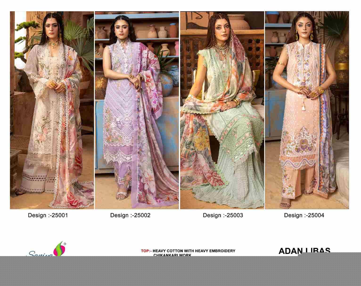 Adan Libas Chikankari Vol-25 By Saniya Trendz 25001 To 25004 Series Designer Pakistani Suits Beautiful Stylish Fancy Colorful Party Wear & Occasional Wear Pure Cotton Embroidered Dresses At Wholesale Price
