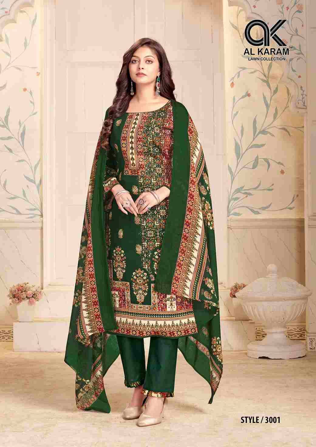 Mahjabeen Vol-3 By Al Karam Lawn Collection 3001 To 3008 Series Beautiful Festive Suits Colorful Stylish Fancy Casual Wear & Ethnic Wear Pure Cotton Print Dresses At Wholesale Price