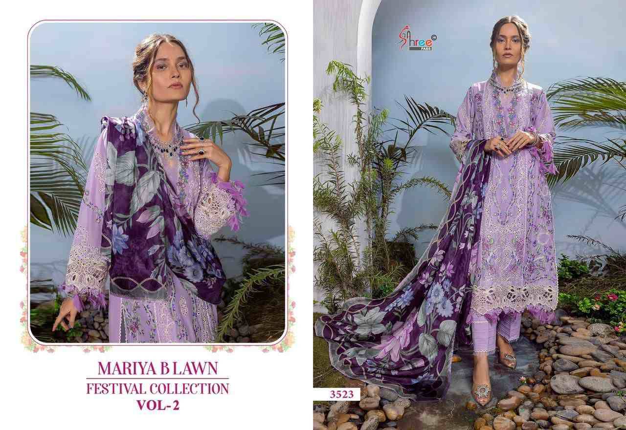 Mariya B Lawn Festival Collection Vol-2 By Shree Fabs 3521 To 3526 Series Designer Pakistani Suits Beautiful Stylish Fancy Colorful Party Wear & Occasional Wear Pure Lawn Cotton Print Embroidered Dresses At Wholesale Price
