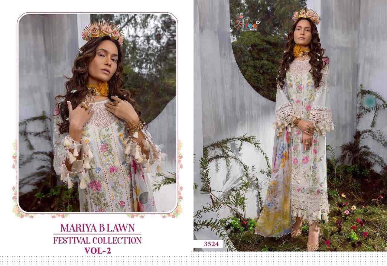 Mariya B Lawn Festival Collection Vol-2 By Shree Fabs 3521 To 3526 Series Designer Pakistani Suits Beautiful Stylish Fancy Colorful Party Wear & Occasional Wear Pure Lawn Cotton Print Embroidered Dresses At Wholesale Price