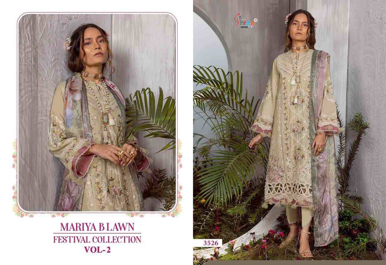 Mariya B Lawn Festival Collection Vol-2 By Shree Fabs 3521 To 3526 Series Designer Pakistani Suits Beautiful Stylish Fancy Colorful Party Wear & Occasional Wear Pure Lawn Cotton Print Embroidered Dresses At Wholesale Price