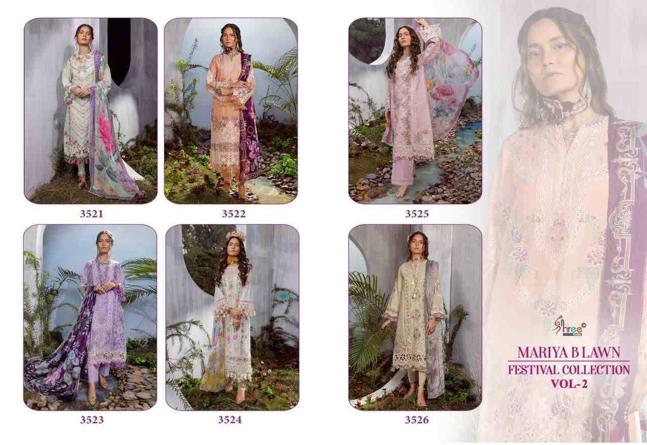 Mariya B Lawn Festival Collection Vol-2 By Shree Fabs 3521 To 3526 Series Designer Pakistani Suits Beautiful Stylish Fancy Colorful Party Wear & Occasional Wear Pure Lawn Cotton Print Embroidered Dresses At Wholesale Price