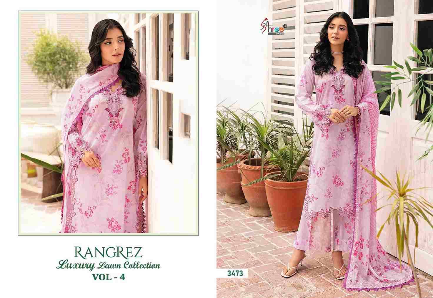 Rangrez Luxury Lawn Collection Vol-4 By Shree Fabs 3470 To 3476 Series Beautiful Pakistani Suits Colorful Stylish Fancy Casual Wear Pure Lawn Cotton Print With Work Dresses At Wholesale Price
