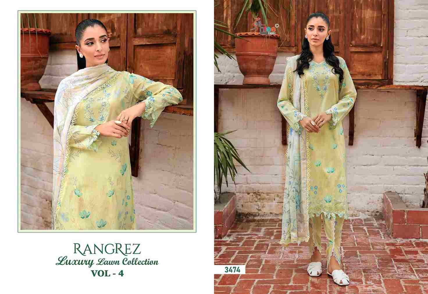 Rangrez Luxury Lawn Collection Vol-4 By Shree Fabs 3470 To 3476 Series Beautiful Pakistani Suits Colorful Stylish Fancy Casual Wear Pure Lawn Cotton Print With Work Dresses At Wholesale Price