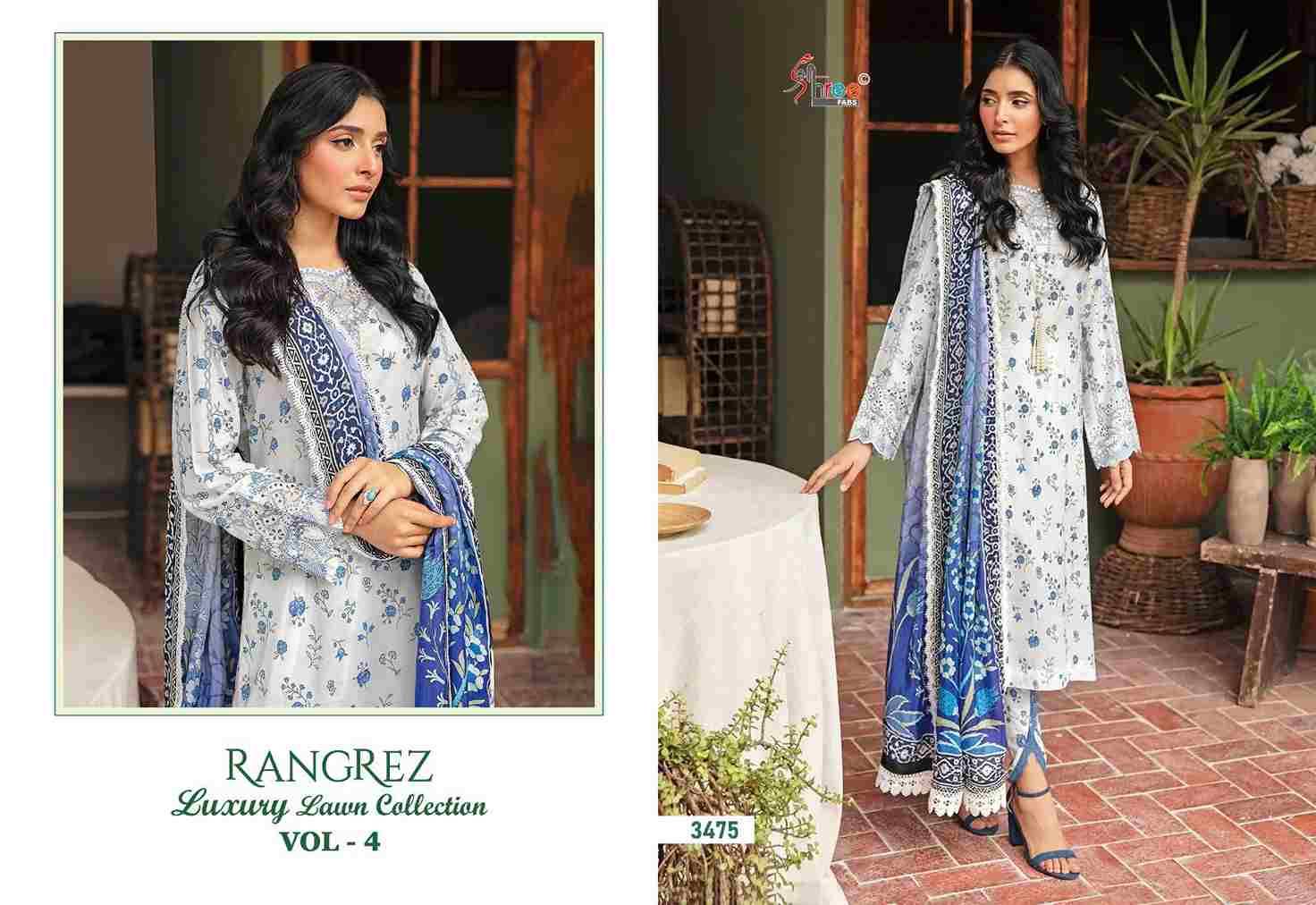 Rangrez Luxury Lawn Collection Vol-4 By Shree Fabs 3470 To 3476 Series Beautiful Pakistani Suits Colorful Stylish Fancy Casual Wear Pure Lawn Cotton Print With Work Dresses At Wholesale Price