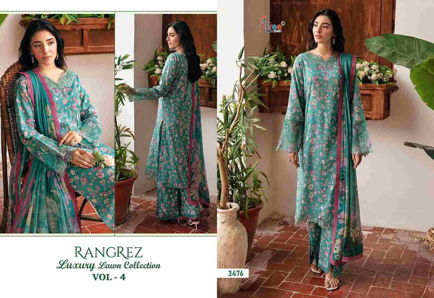 Rangrez Luxury Lawn Collection Vol-4 By Shree Fabs 3470 To 3476 Series Beautiful Pakistani Suits Colorful Stylish Fancy Casual Wear Pure Lawn Cotton Print With Work Dresses At Wholesale Price