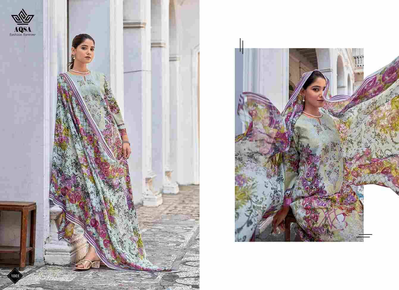 Lamha By Aqsa 1001 To 1006 Series Beautiful Stylish Festive Suits Fancy Colorful Casual Wear & Ethnic Wear & Ready To Wear Pure Cambric Cotton Print Dresses At Wholesale Price