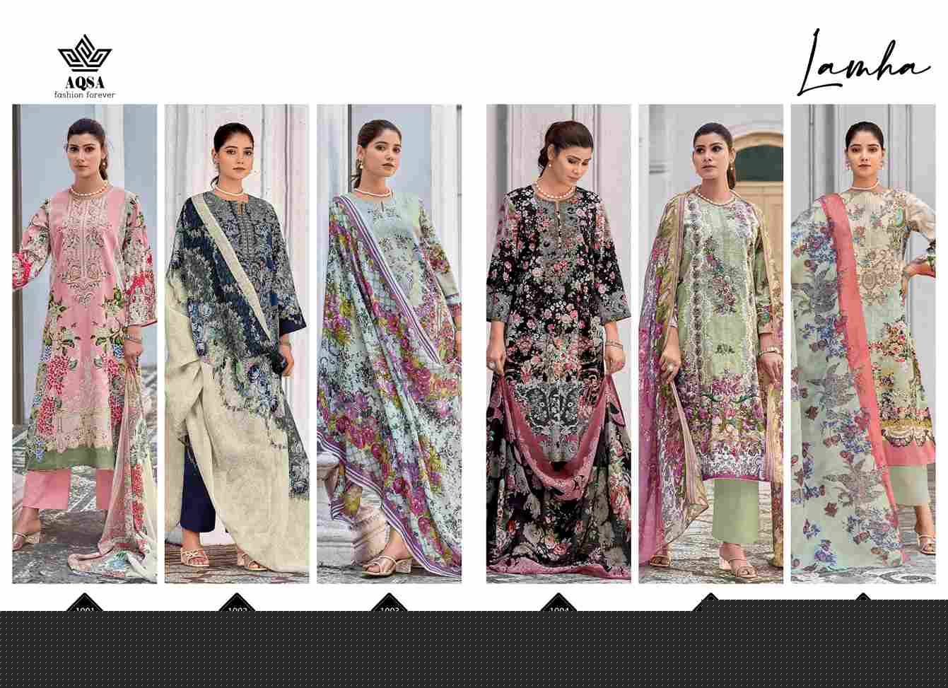 Lamha By Aqsa 1001 To 1006 Series Beautiful Stylish Festive Suits Fancy Colorful Casual Wear & Ethnic Wear & Ready To Wear Pure Cambric Cotton Print Dresses At Wholesale Price