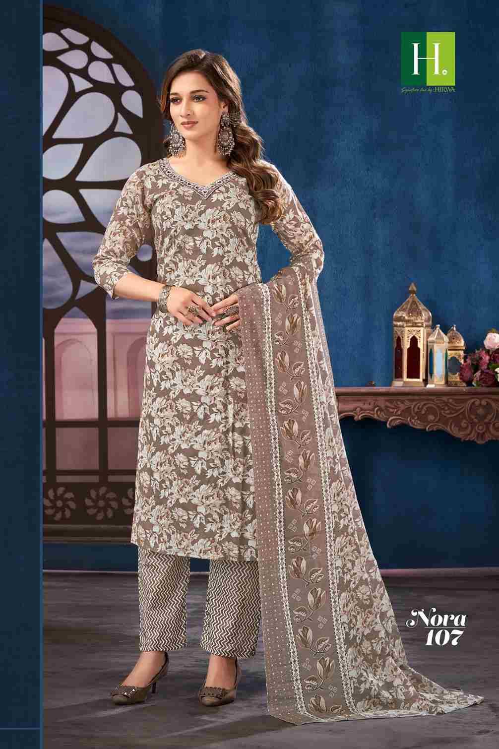 Nora By Hirwa 101 To 108 Series Indian Traditional Wear Collection Beautiful Stylish Fancy Colorful Party Wear & Wear Cambric Cotton Dress At Wholesale Price