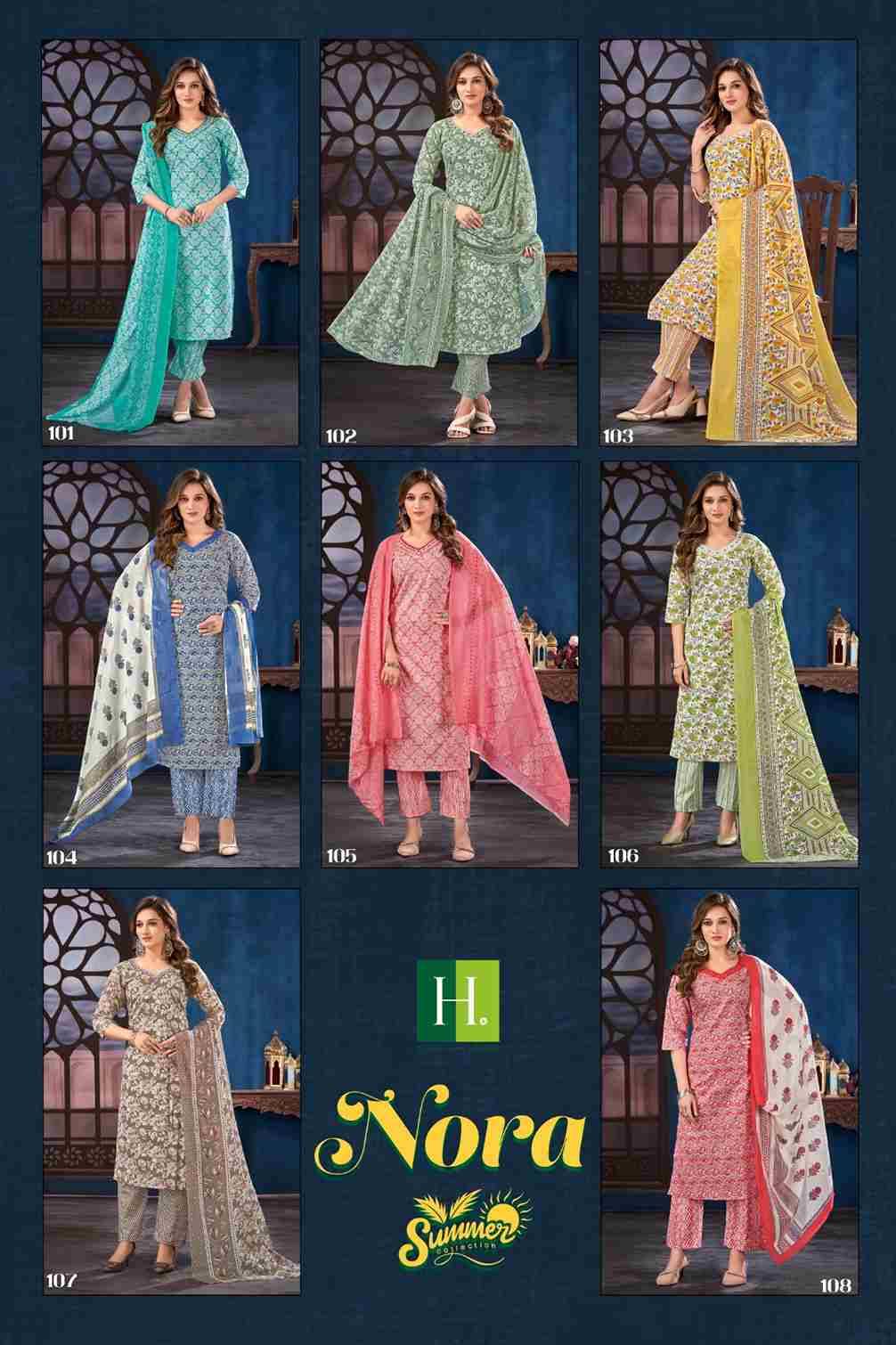 Nora By Hirwa 101 To 108 Series Indian Traditional Wear Collection Beautiful Stylish Fancy Colorful Party Wear & Wear Cambric Cotton Dress At Wholesale Price