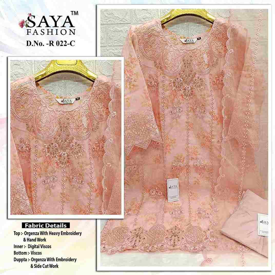 Saya-022 Colours By Saya Fashion 022-A To 022-C Series Beautiful Stylish Pakistani Suits Fancy Colorful Casual Wear & Ethnic Wear & Ready To Wear Organza Embroidered Dresses At Wholesale Price