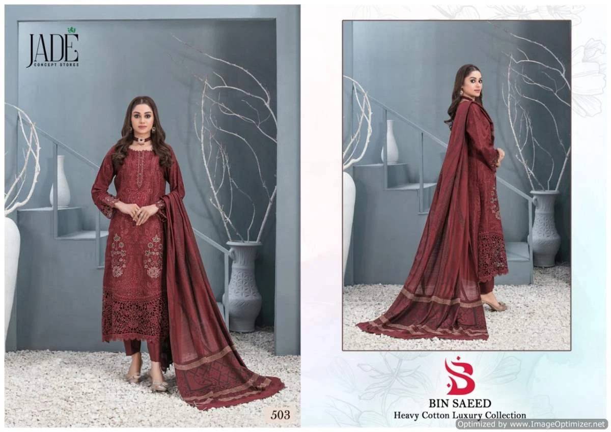 Bin Saeed Vol-5 By Jade 501 To 506 Series Beautiful Festive Suits Stylish Fancy Colorful Casual Wear & Ethnic Wear Pure Lawn Cotton Print Dresses At Wholesale Price