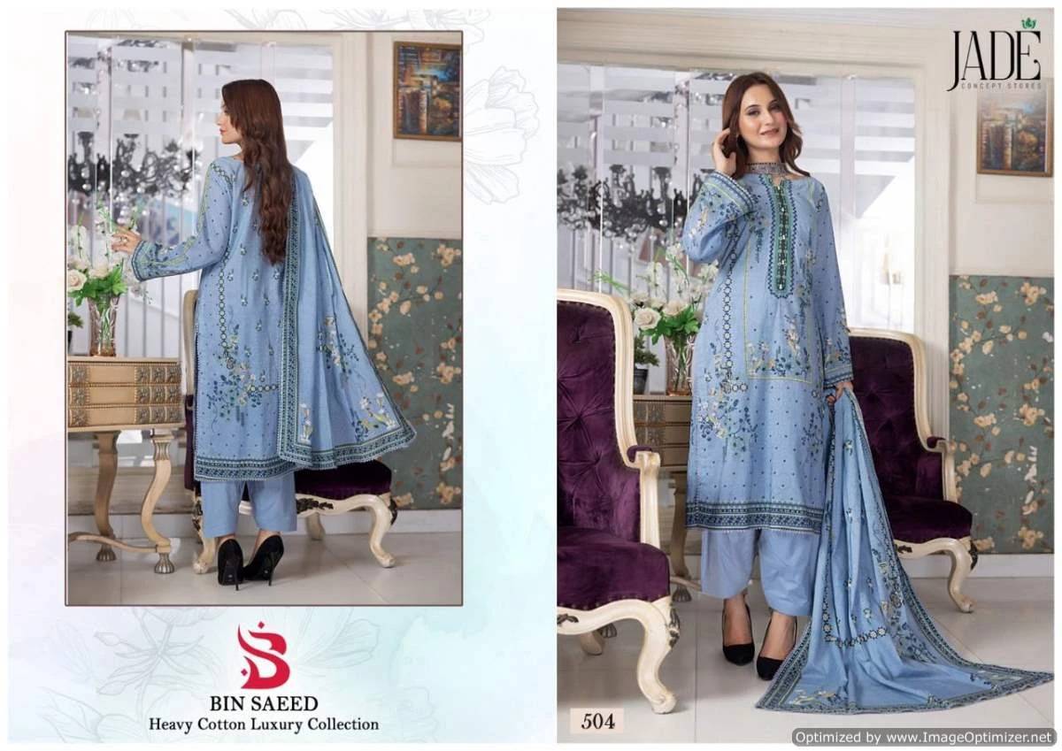 Bin Saeed Vol-5 By Jade 501 To 506 Series Beautiful Festive Suits Stylish Fancy Colorful Casual Wear & Ethnic Wear Pure Lawn Cotton Print Dresses At Wholesale Price