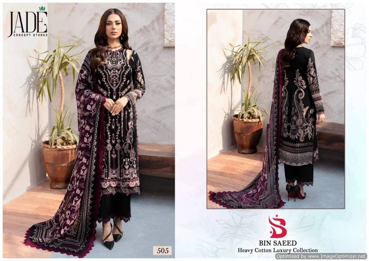 Bin Saeed Vol-5 By Jade 501 To 506 Series Beautiful Festive Suits Stylish Fancy Colorful Casual Wear & Ethnic Wear Pure Lawn Cotton Print Dresses At Wholesale Price