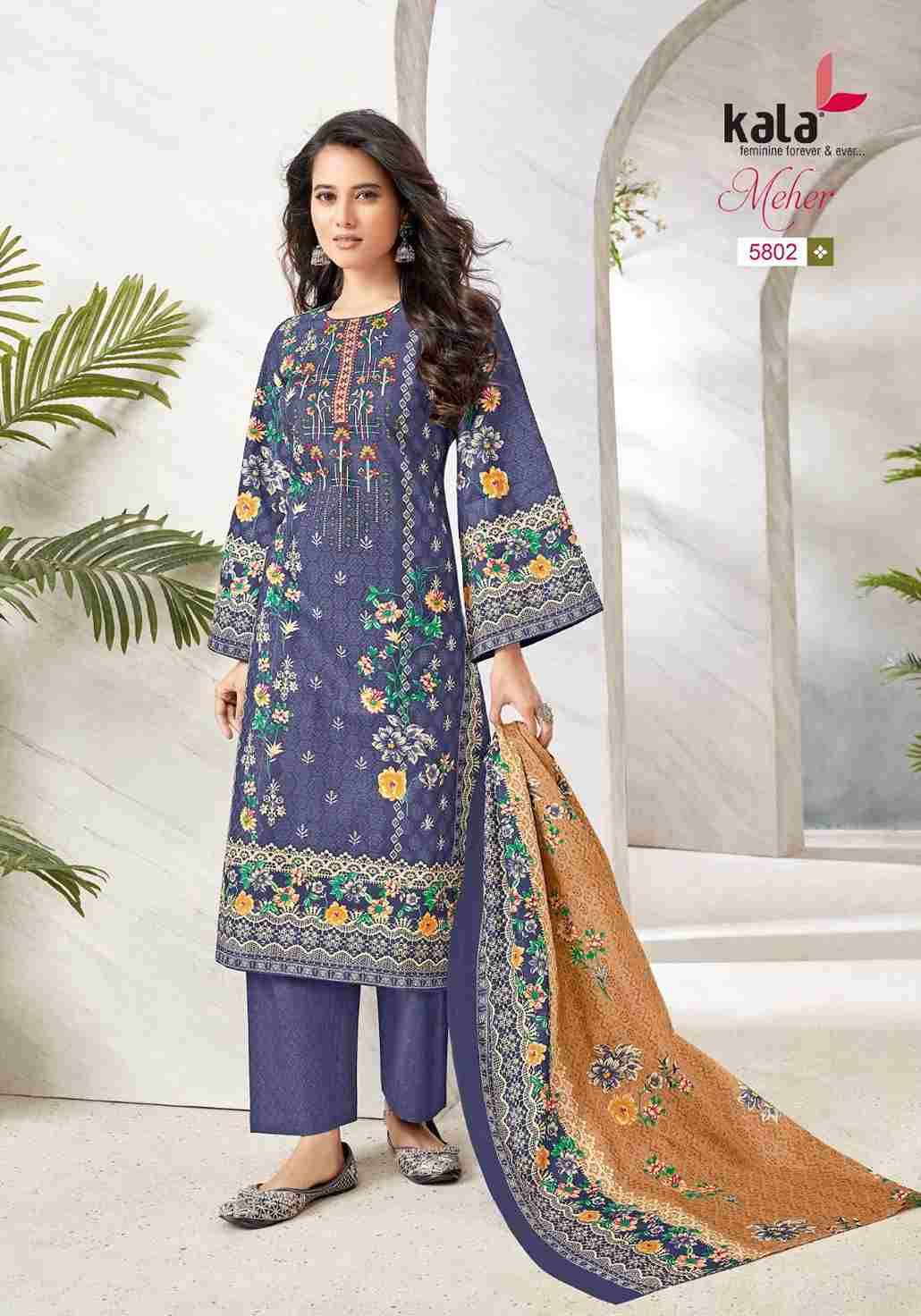 Meher Vol-10 By Kala 5801 To 5812 Series Beautiful Pakistani Suits Stylish Colorful Fancy Casual Wear & Ethnic Wear Premium Cotton Print Dresses At Wholesale Price