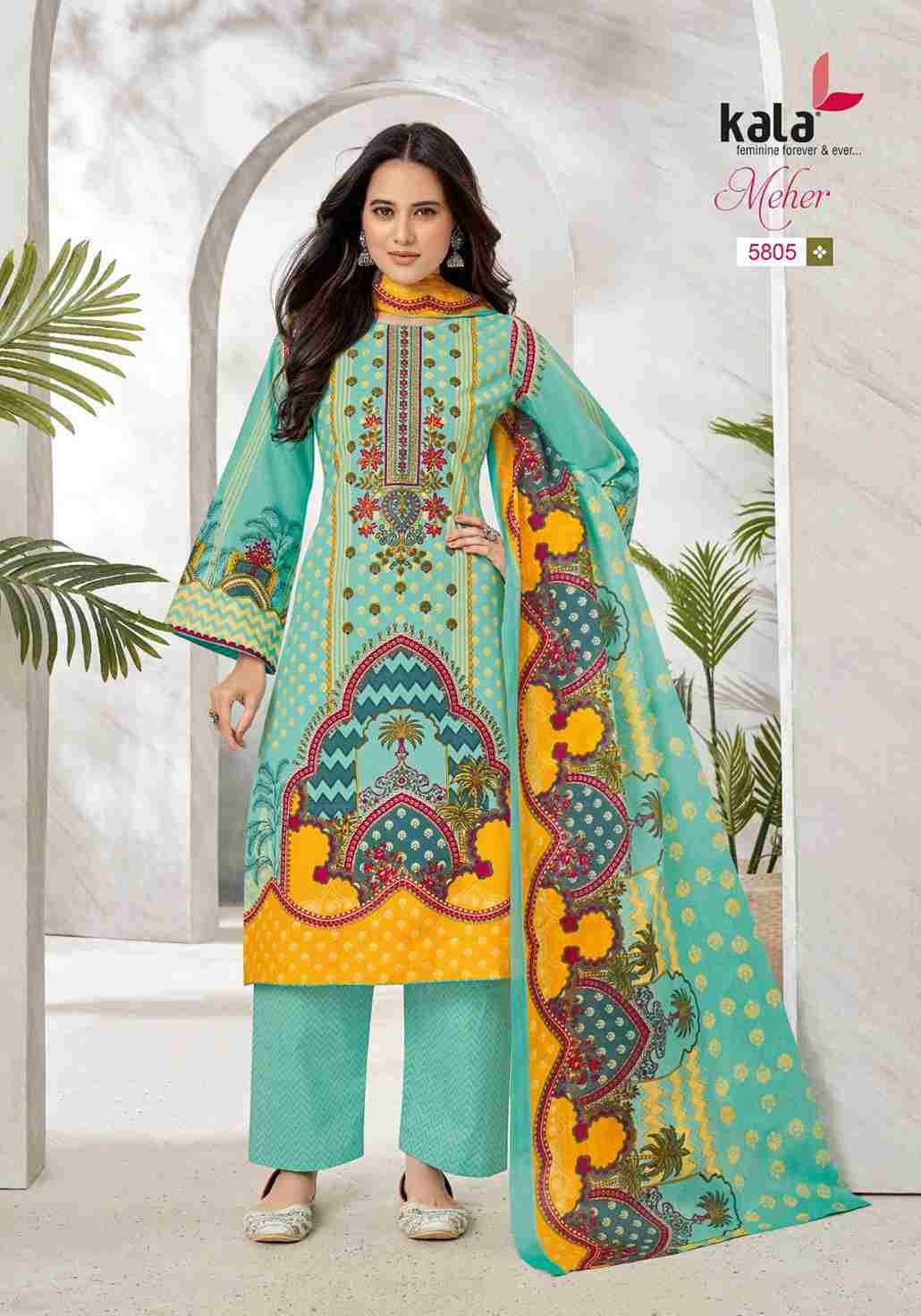 Meher Vol-10 By Kala 5801 To 5812 Series Beautiful Pakistani Suits Stylish Colorful Fancy Casual Wear & Ethnic Wear Premium Cotton Print Dresses At Wholesale Price