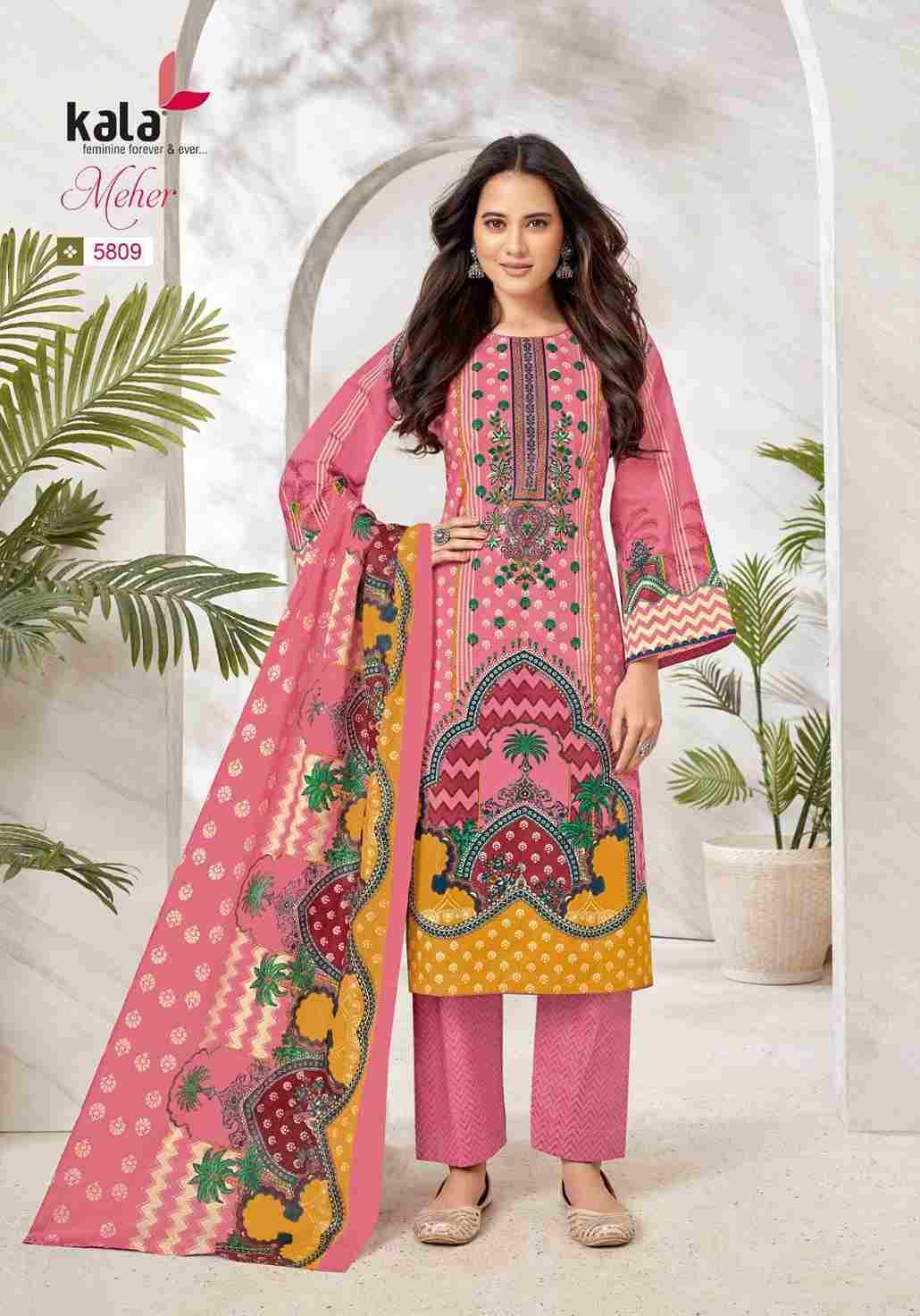 Meher Vol-10 By Kala 5801 To 5812 Series Beautiful Pakistani Suits Stylish Colorful Fancy Casual Wear & Ethnic Wear Premium Cotton Print Dresses At Wholesale Price