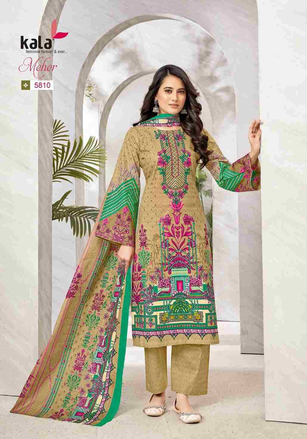 Meher Vol-10 By Kala 5801 To 5812 Series Beautiful Pakistani Suits Stylish Colorful Fancy Casual Wear & Ethnic Wear Premium Cotton Print Dresses At Wholesale Price