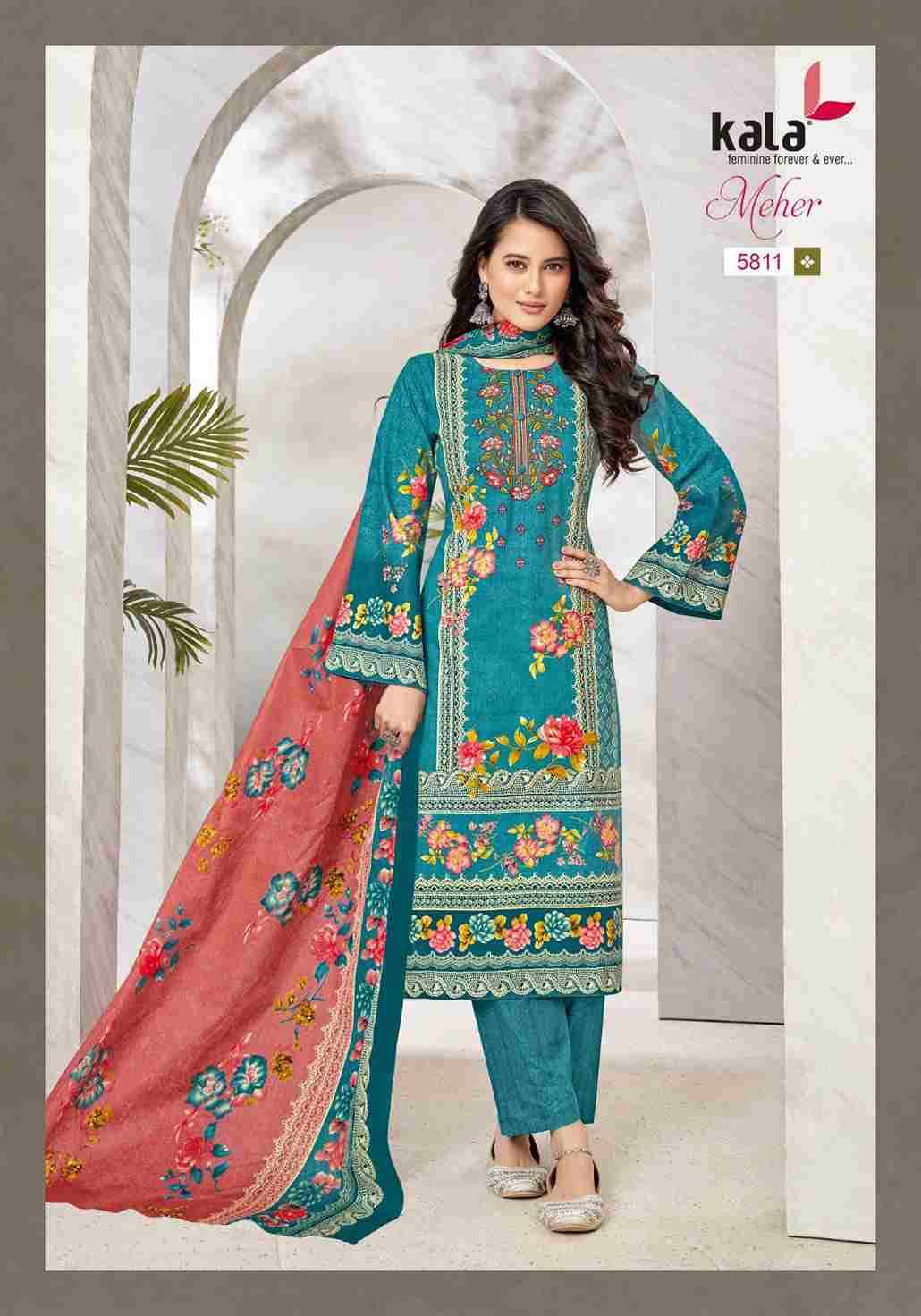 Meher Vol-10 By Kala 5801 To 5812 Series Beautiful Pakistani Suits Stylish Colorful Fancy Casual Wear & Ethnic Wear Premium Cotton Print Dresses At Wholesale Price