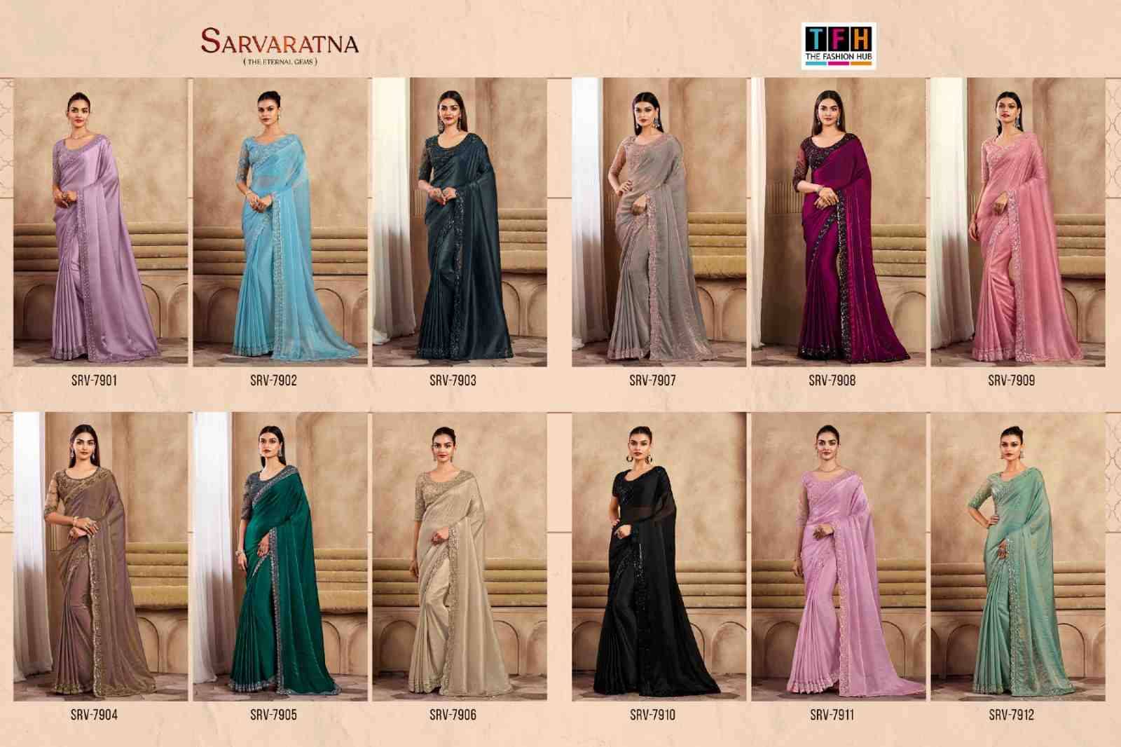 Sarvaratna By Tfh 7901 To 7912 Series Indian Traditional Wear Collection Beautiful Stylish Fancy Colorful Party Wear & Occasional Wear Silk Sarees At Wholesale Price