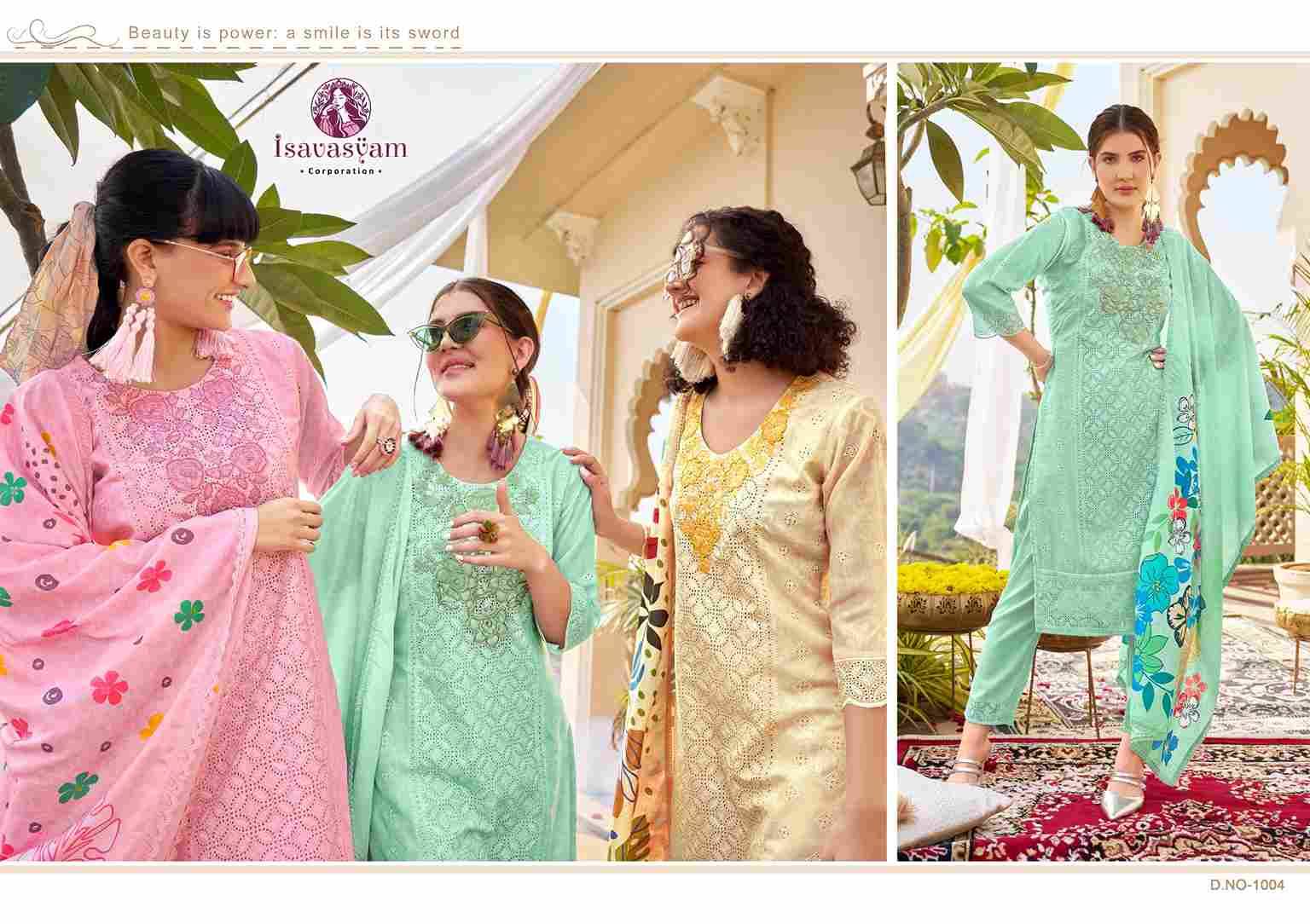 Cotton Chikan Applique By Isavasyam 1001 To 1006 Series Designer Stylish Fancy Colorful Beautiful Party Wear & Ethnic Wear Collection Pure Cambric Cotton Dresses At Wholesale Price