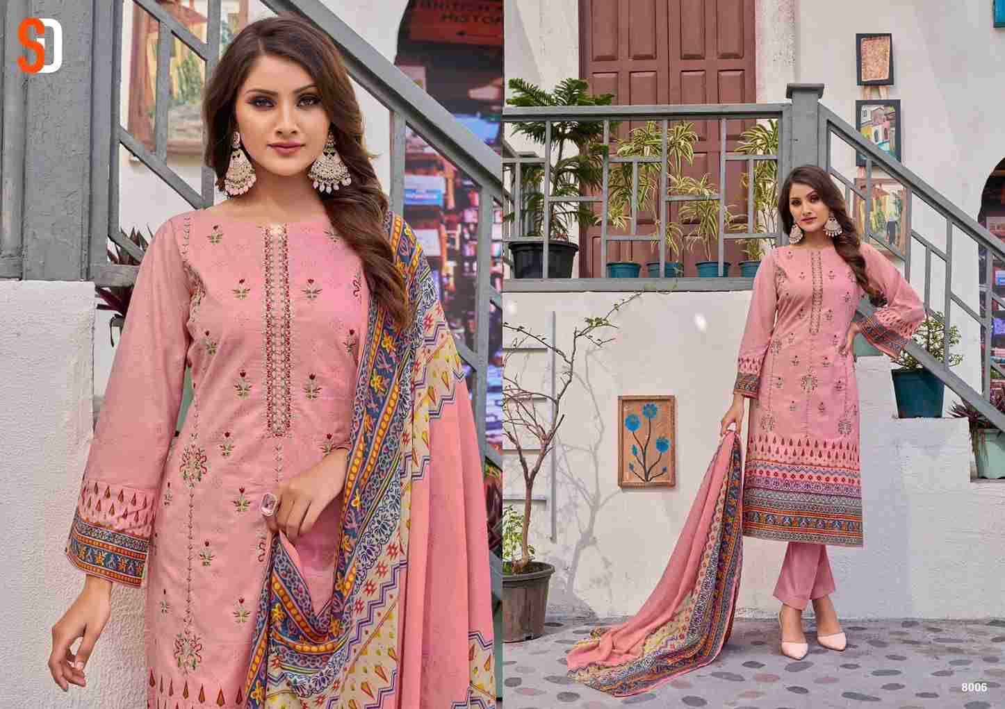 Bin Saeed Lawn Collection Vol-8 By Shraddha Designer 8001 To 8006 Series Designer Pakistani Suits Beautiful Fancy Stylish Colorful Party Wear & Occasional Wear Pure Cotton Print With Embroidery Dresses At Wholesale Price