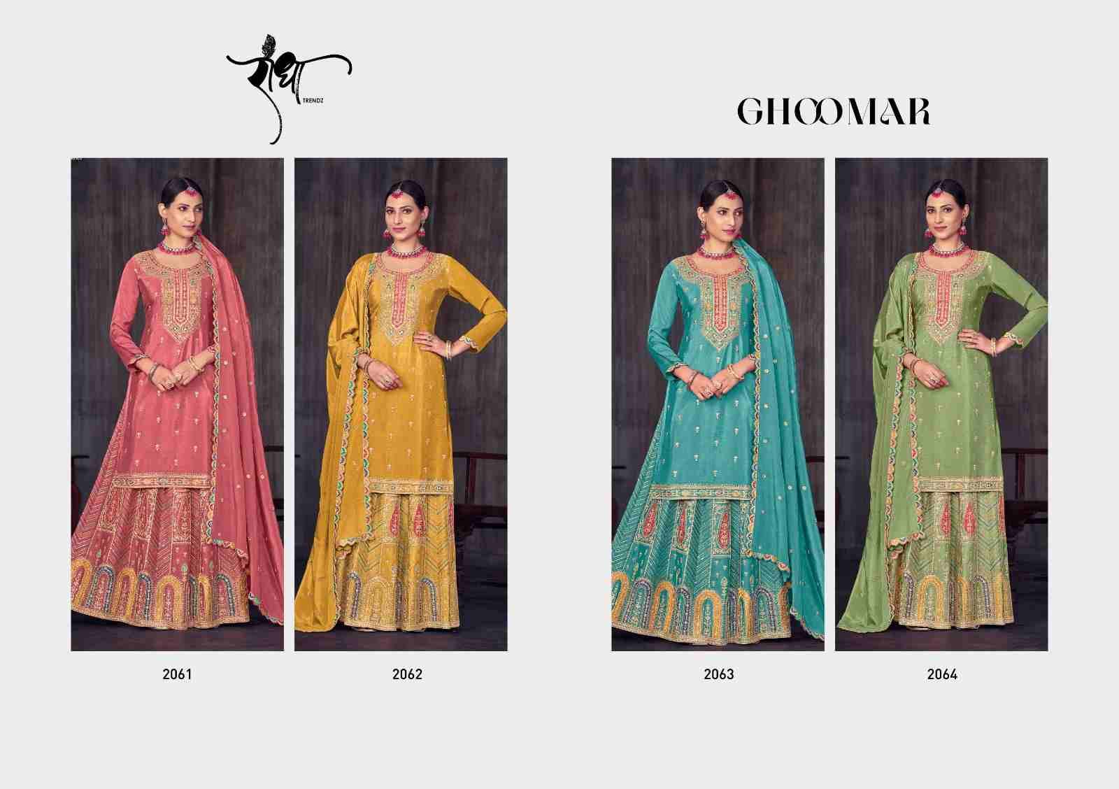 Ghoomar By Radha Trends 2061 To 2065 Series Beautiful Sharara Suits Colorful Stylish Fancy Casual Wear & Ethnic Wear Chinnon Embroidery Dresses At Wholesale Price