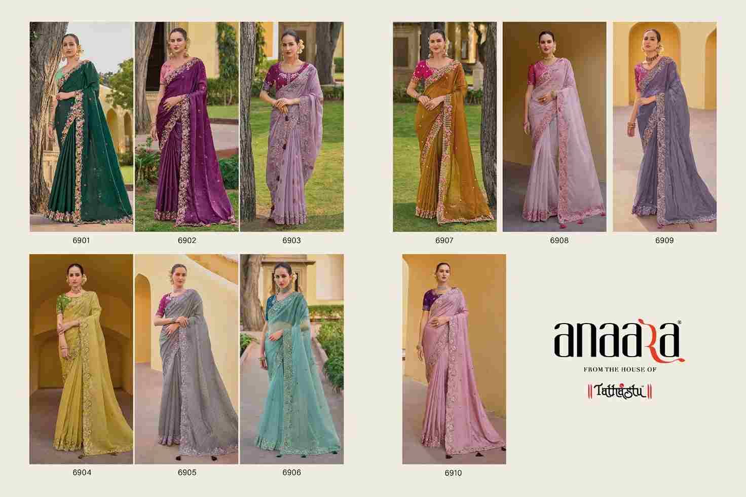 Anaara 6901 Series By Tathastu 6901 To 6910 Series Indian Traditional Wear Collection Beautiful Stylish Fancy Colorful Party Wear & Occasional Wear Fancy Sarees At Wholesale Price