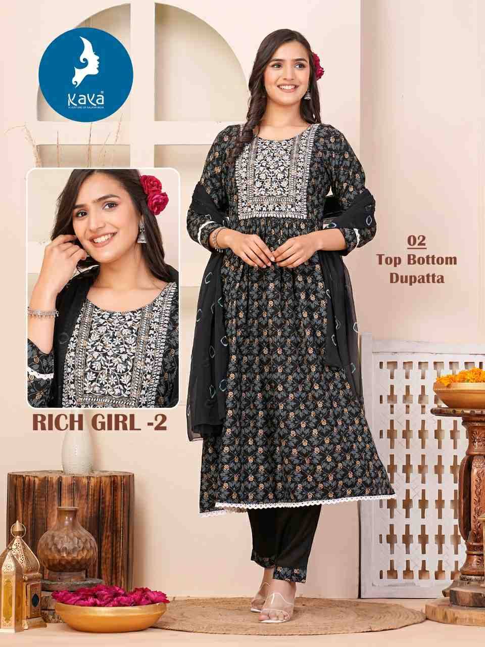 Rich Girl Vol-2 By Kaya 01 To 06 Series Designer Stylish Fancy Colorful Beautiful Party Wear & Ethnic Wear Collection Rayon Print Tops At Wholesale Price