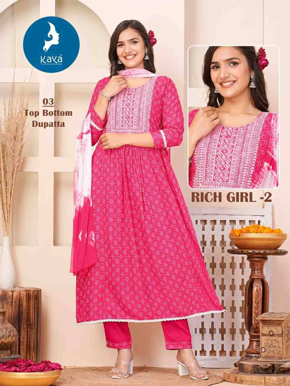 Rich Girl Vol-2 By Kaya 01 To 06 Series Designer Stylish Fancy Colorful Beautiful Party Wear & Ethnic Wear Collection Rayon Print Tops At Wholesale Price