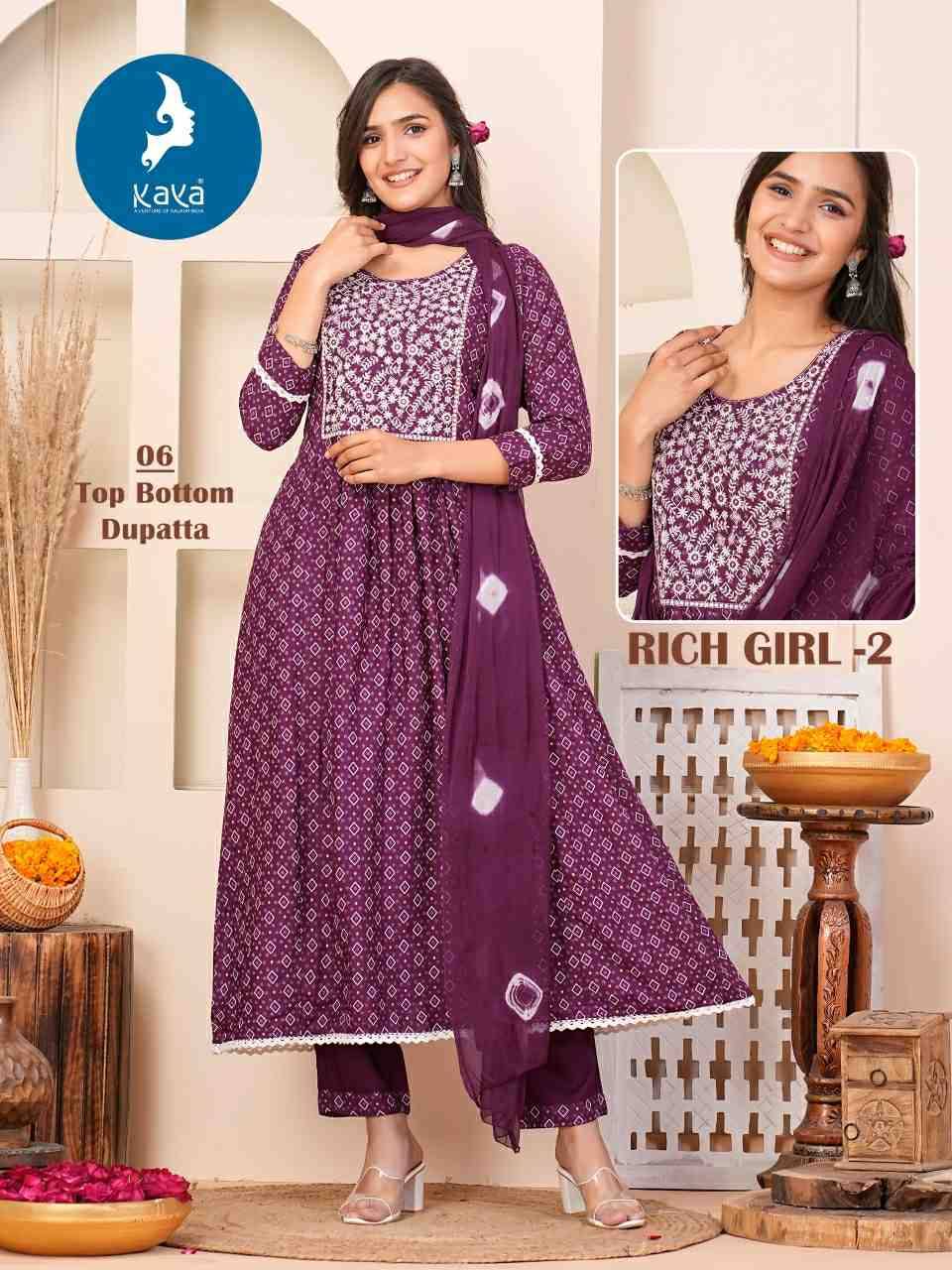 Rich Girl Vol-2 By Kaya 01 To 06 Series Designer Stylish Fancy Colorful Beautiful Party Wear & Ethnic Wear Collection Rayon Print Tops At Wholesale Price