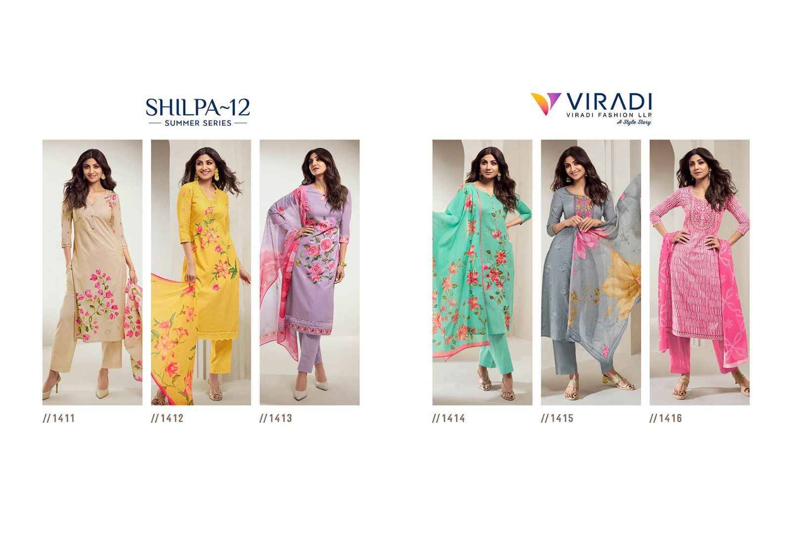 Shilpa Vol-12 By Vatsam 1411 To 1416 Series Beautiful Suits Colorful Stylish Fancy Casual Wear & Ethnic Wear Pure Cotton Print Dresses At Wholesale Price