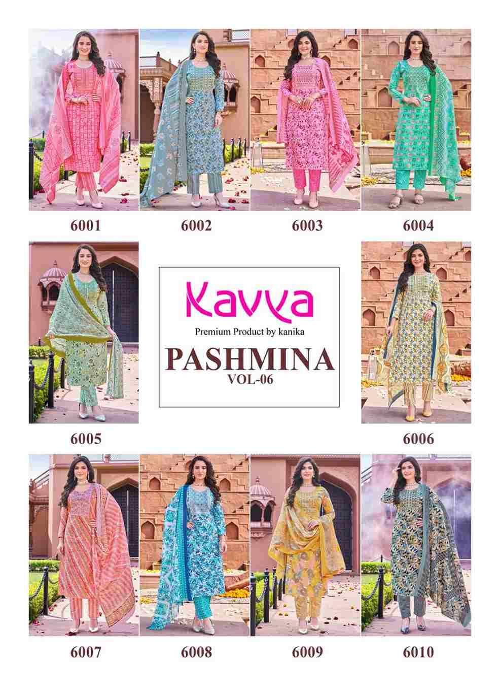 Pashmina Vol-6 By Kavya 6001 To 6010 Series Beautiful Stylish Festive Suits Fancy Colorful Casual Wear & Ethnic Wear & Ready To Wear Cotton Print Dresses At Wholesale Price