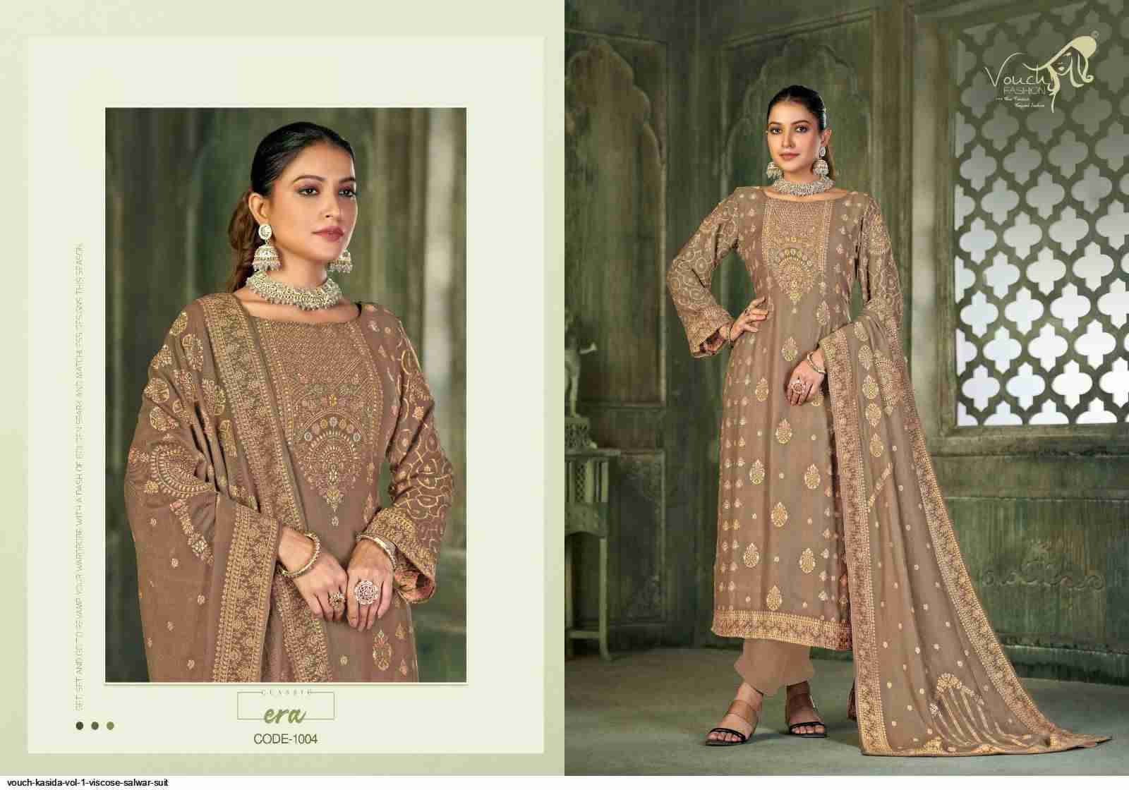 Kasida Vol-1 By Vouche 1001 To 1004 Series Festive Suits Beautiful Fancy Colorful Stylish Party Wear & Occasional Wear Viscose Pashmina Print Dresses At Wholesale Price